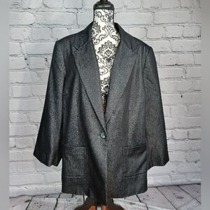 Susan Graver womens long sleeve button front lined plus sz 2x jacket pockets b3